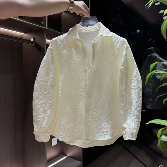 Fashion New Style Jacquard Shirt Jacket for Men Long-sleeved Casual and Versatile Loose Sunscreen