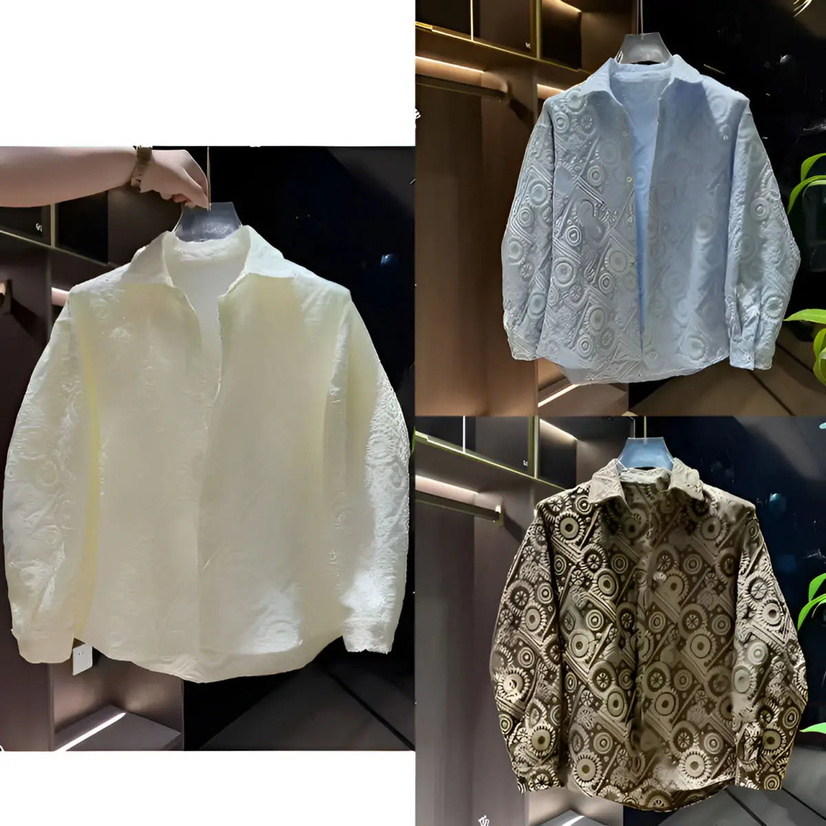 Fashion New Style Jacquard Shirt Jacket for Men Long-sleeved Casual and Versatile Loose Sunscreen