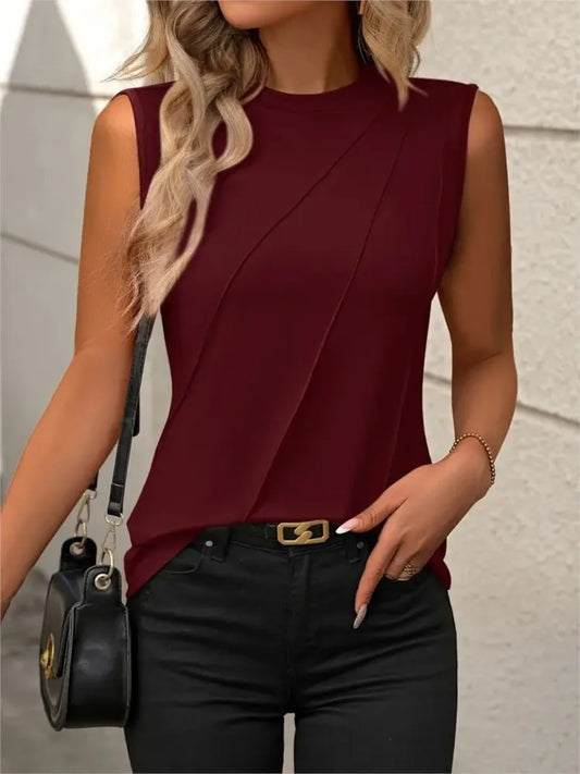 Women's Tank Top 2024 Summer Casual Splicing Cotton O Neck Loose Elegant Sleeveless Tops Women T Shirt Blusa Streetwear Clothing