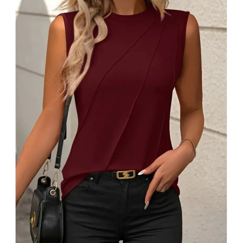 Women's Tank Top 2024 Summer Casual Splicing Cotton O Neck Loose Elegant Sleeveless Tops Women T Shirt Blusa Streetwear Clothing