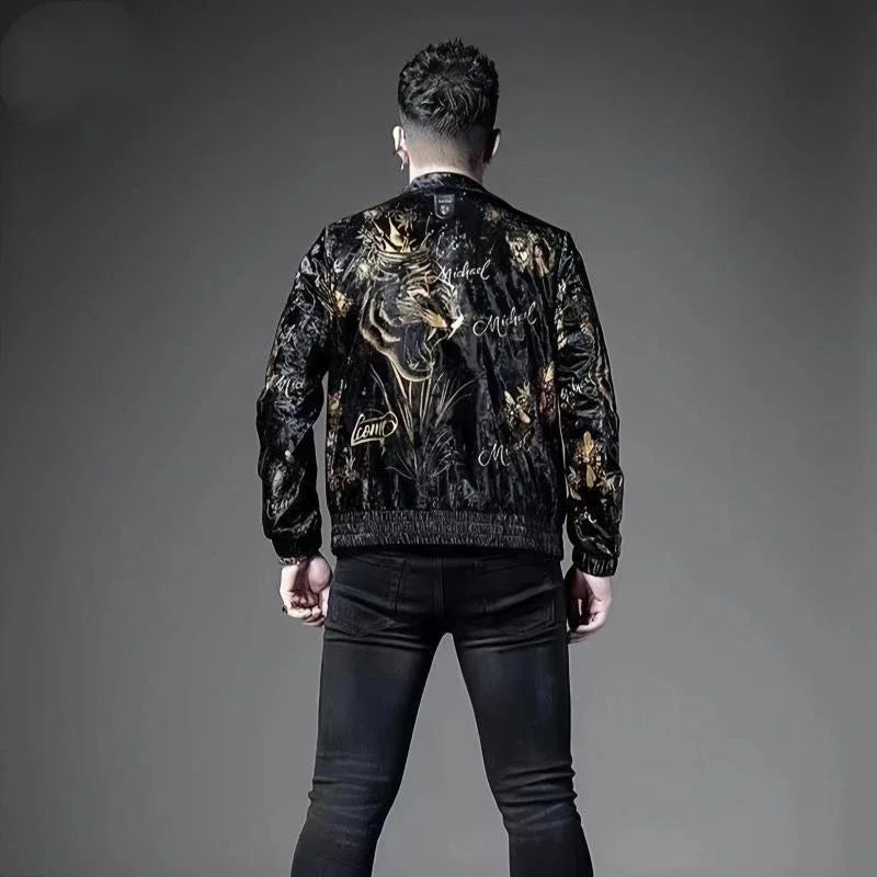 Spring and Autumn New Men's Soft Shell Jacket Coat High end Trendy Fashion Personalized Printed Collar Top