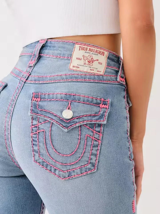 Jennie Mid Rise Super T Skinny Jean Embroidery Women Jeans High Street Sexy High Waisted Jeans Woman Casual Tight Washed Pants