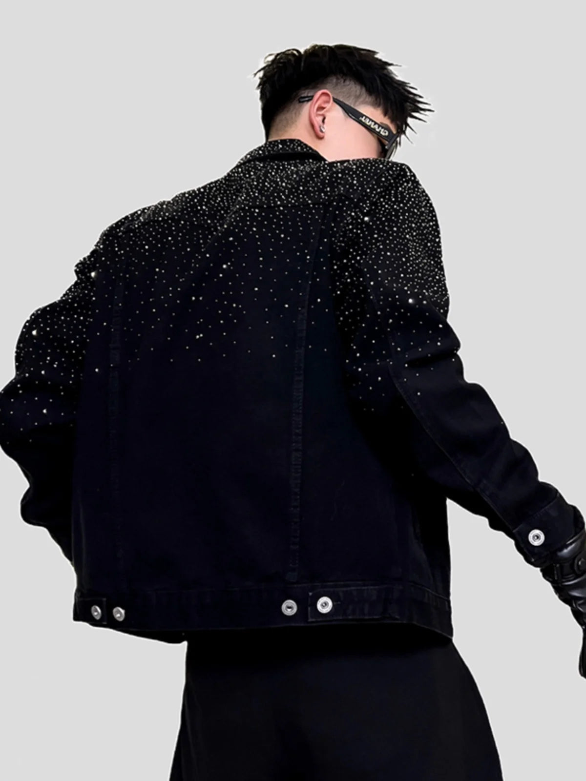 2025 American Style High-End Heavy-Duty Rhinestone Denim Jacket Light Luxury Fashion Trend Top Jacket Men's Clothing
