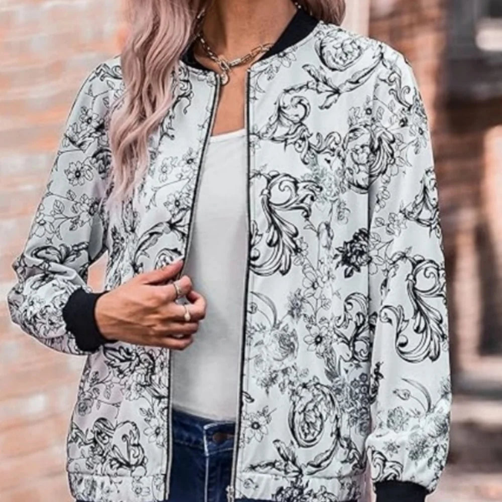 Plus SizeShano's new autumn and winter printed casual loose women's thin jacket jacket