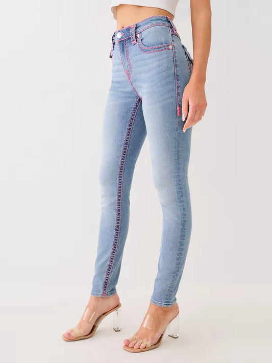 Jennie Mid Rise Super T Skinny Jean Embroidery Women Jeans High Street Sexy High Waisted Jeans Woman Casual Tight Washed Pants